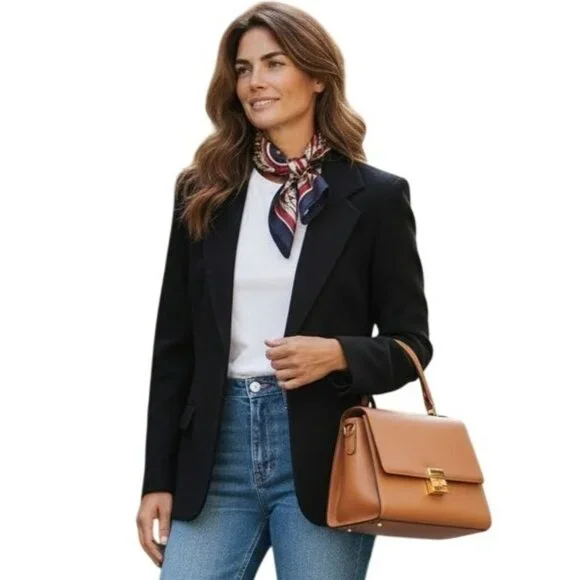 Italian Fabric Wool Cashmere Blazer | European Made | Late 90s | Size 12 - Picture 5 of 16